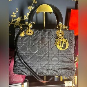 Dior Black Quilted Handbag with Gold Accents